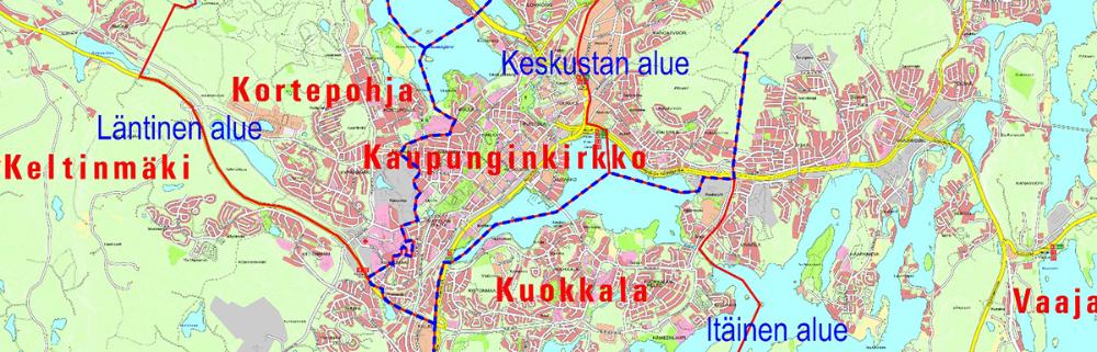 Lähikirkkoalueet kartalla - Jyväskylän seurakunta