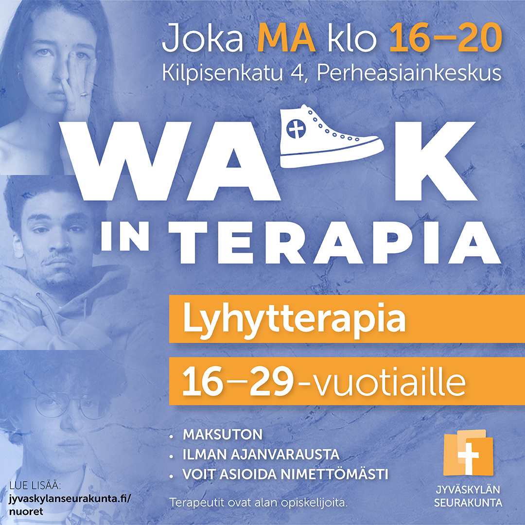 Walk in -lyhytterapia nuorille ja nuorille aikuisille Jyväskylässä.