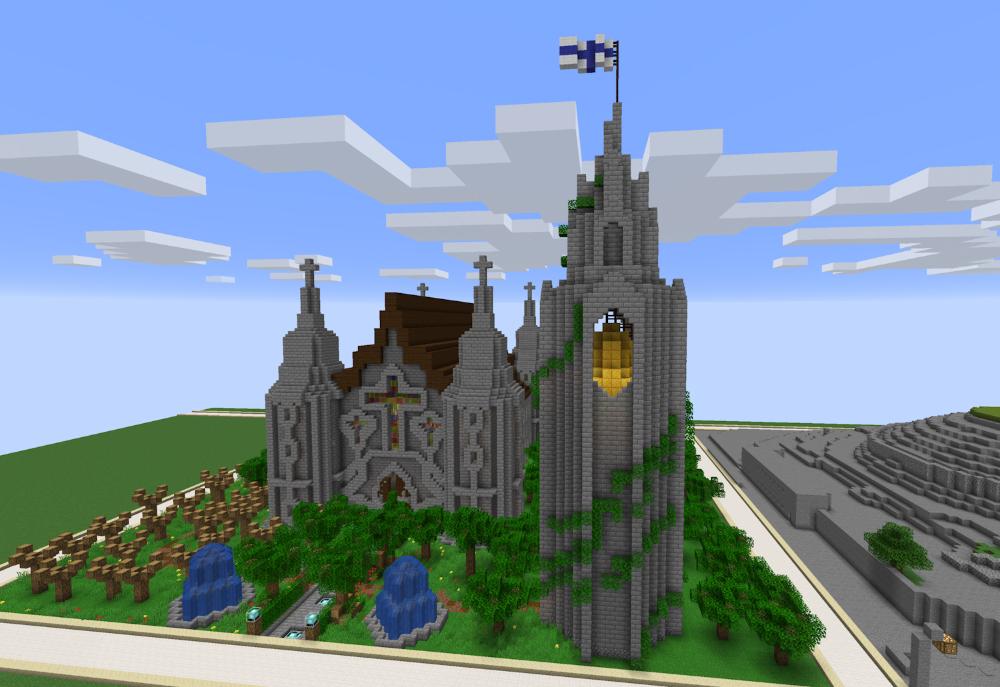Minecraft pelissä rakennettu iso linna