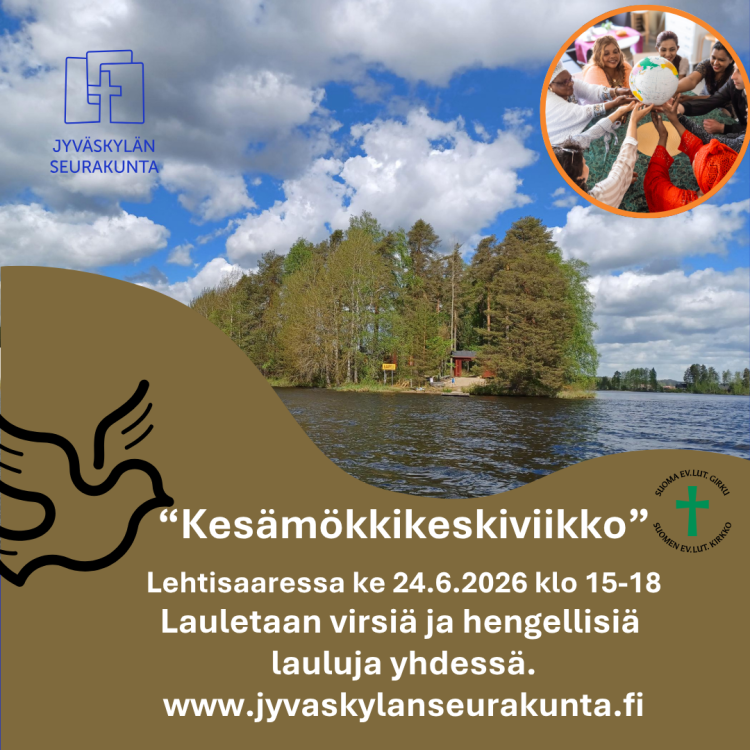 Lehtisaari ja pienessä kuvassa ihmiset kannattelevat maapalloa. 
