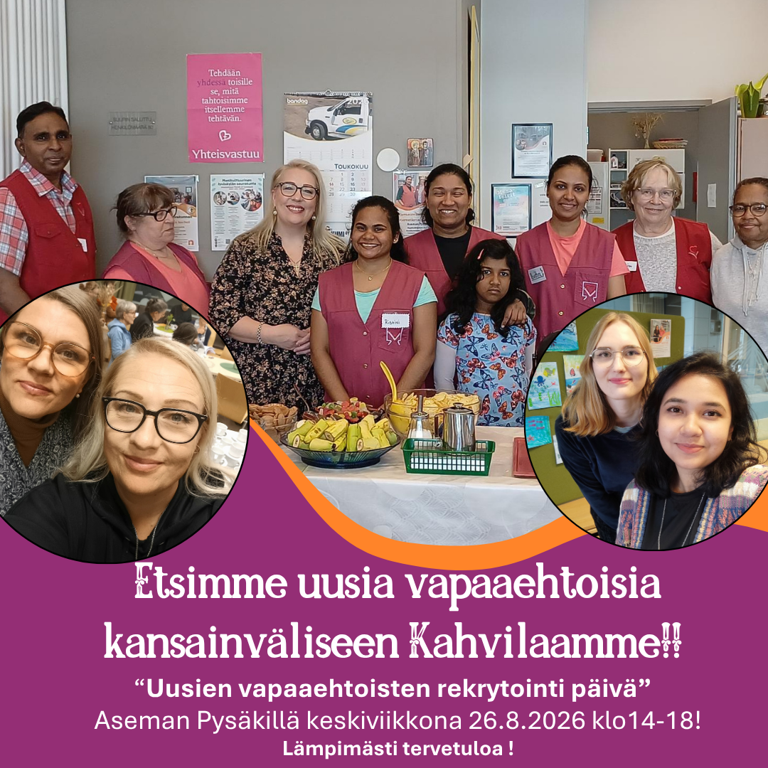 kuvissa diakoni Sanna ja pastori Tiina, sekä iso joukko vapaaehtoisia.